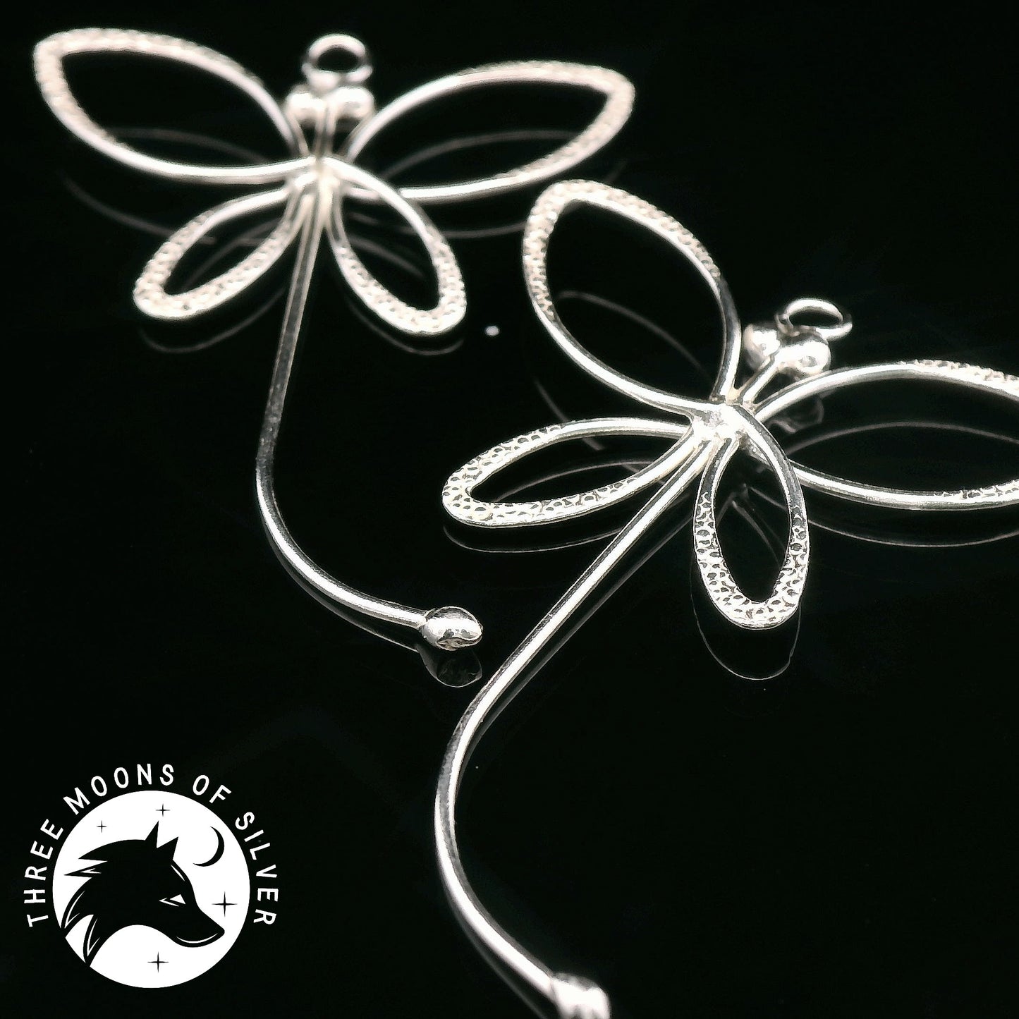 Elegant Silver Butterfly Drop Earrings 35mm