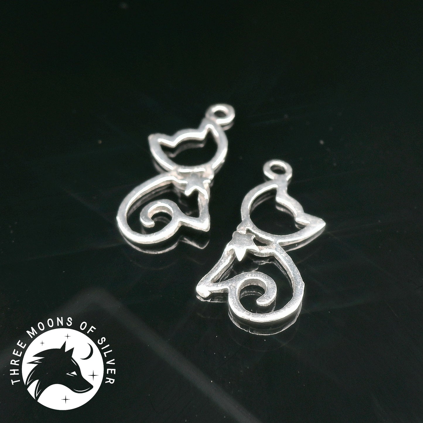 Silver Cat-shaped Charms 18mm