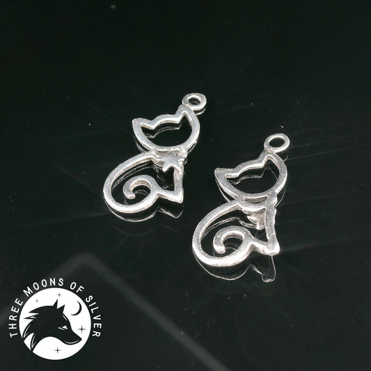 Silver Cat-shaped Charms 18mm