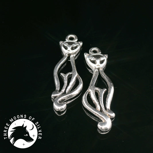 Silver Cat Charms 25mm