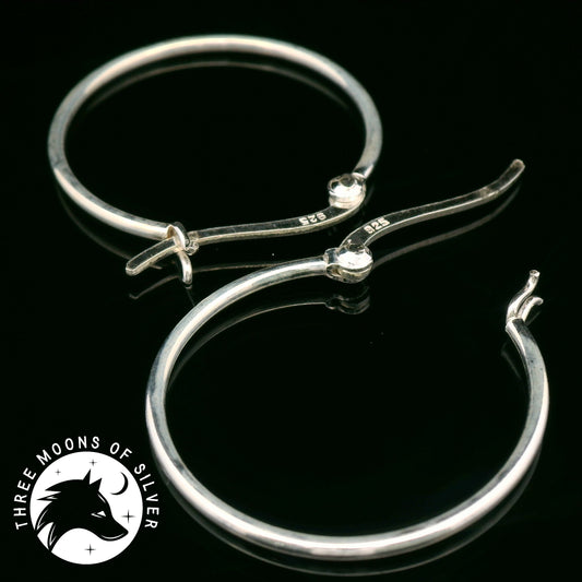 Elegant Silver Hoop Earrings 25mm