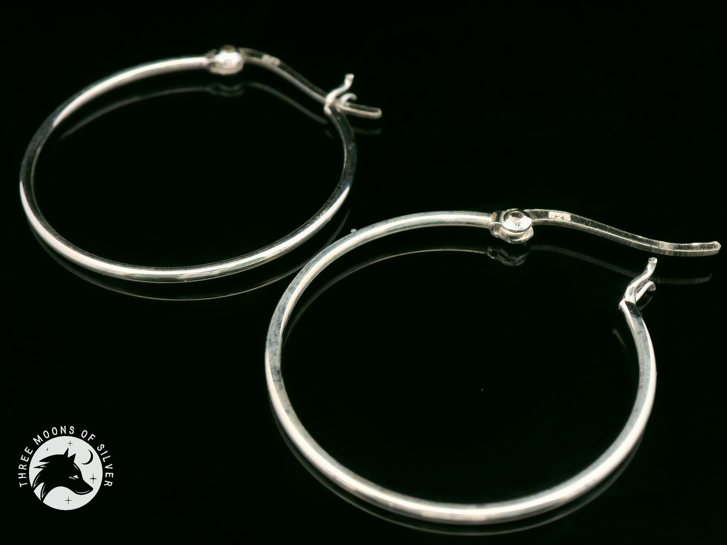 Elegant Silver Hoop Earrings 30mm