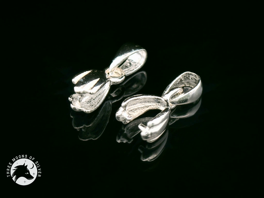 Silver Finish Brass Pinch Bails Pendants 14mm