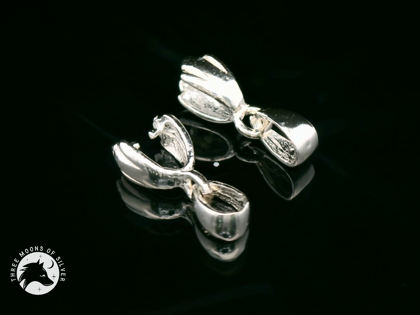 Silver Finish Brass Pinch Bails Pendants 14mm