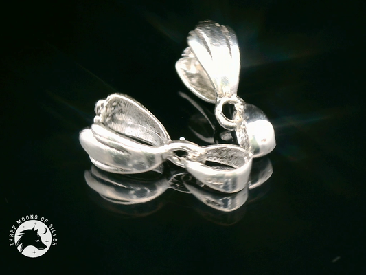 Silver Finish Brass Pinch Bails Pendants 16mm