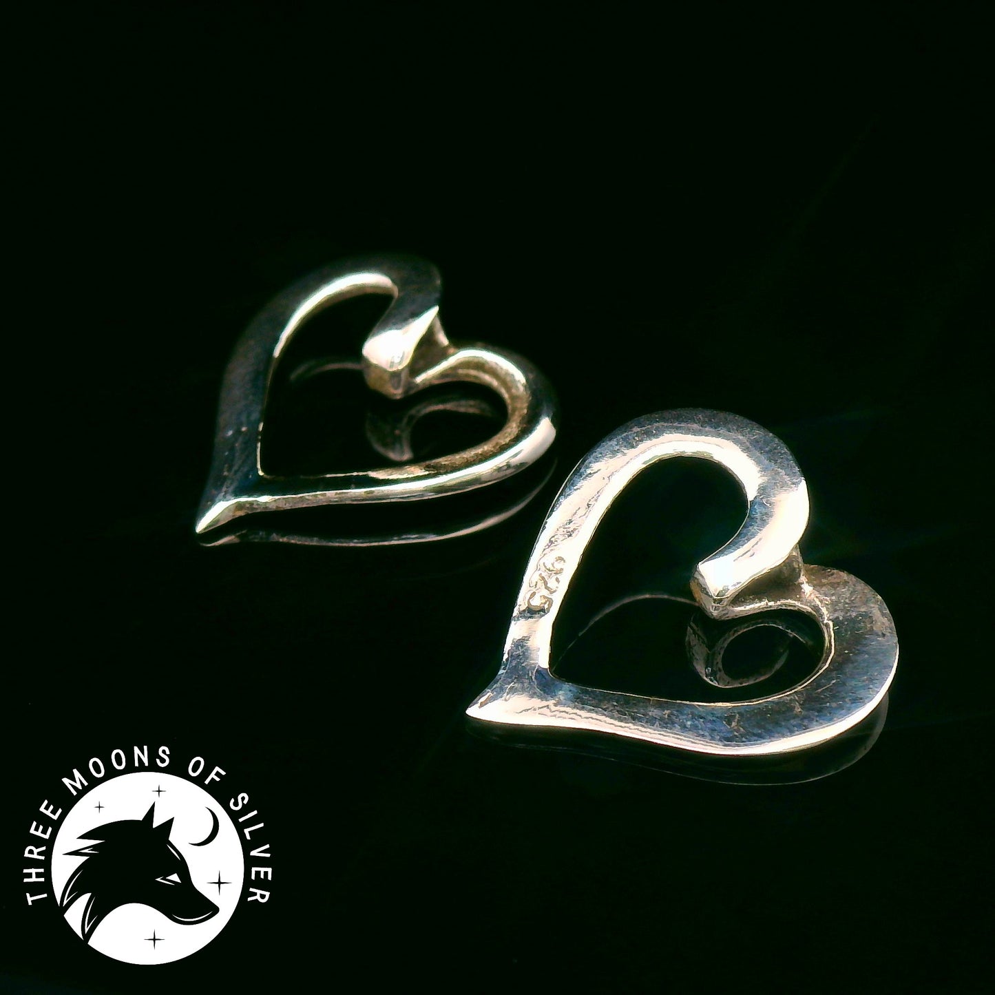 Elegant Silver Heart Drop Earrings 15mm