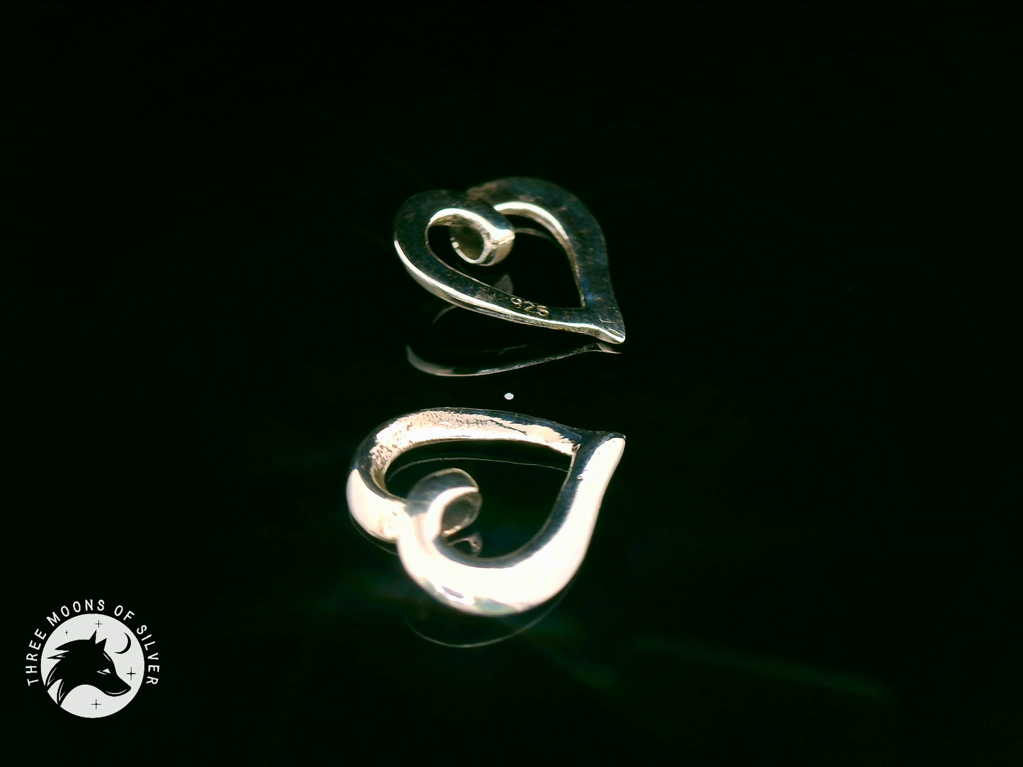 Elegant Silver Heart Drop Earrings 15mm