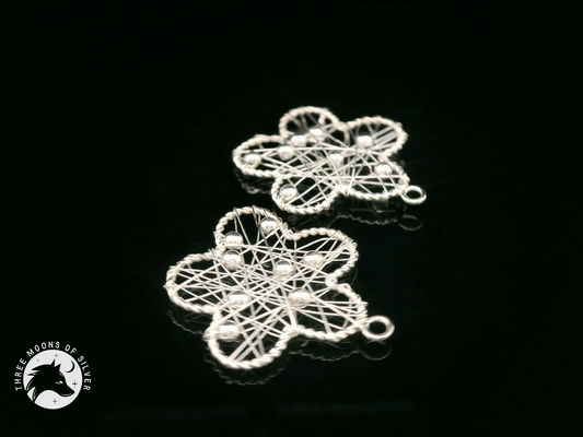 Elegant Flower Silver Drops Earrings 22mm