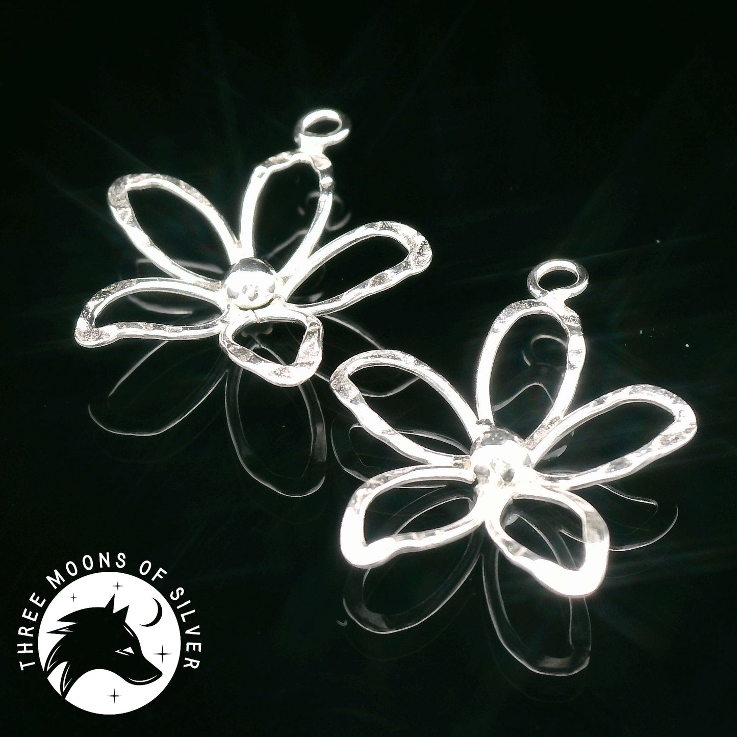 Elegant Silver Flower Drop Earrings 20mm