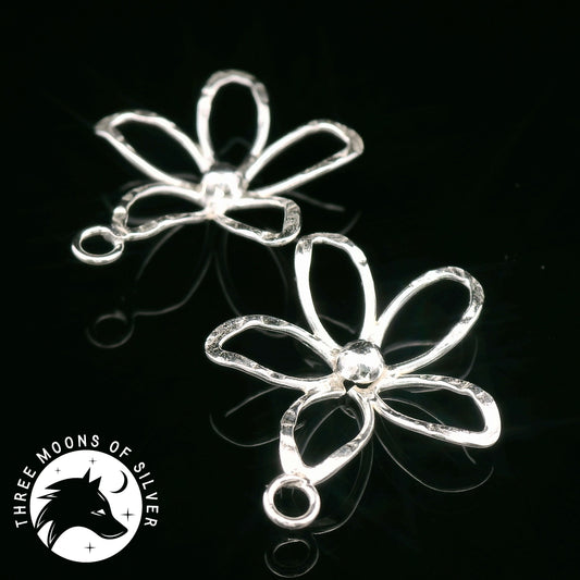 Elegant Silver Flower Drop Earrings 20mm