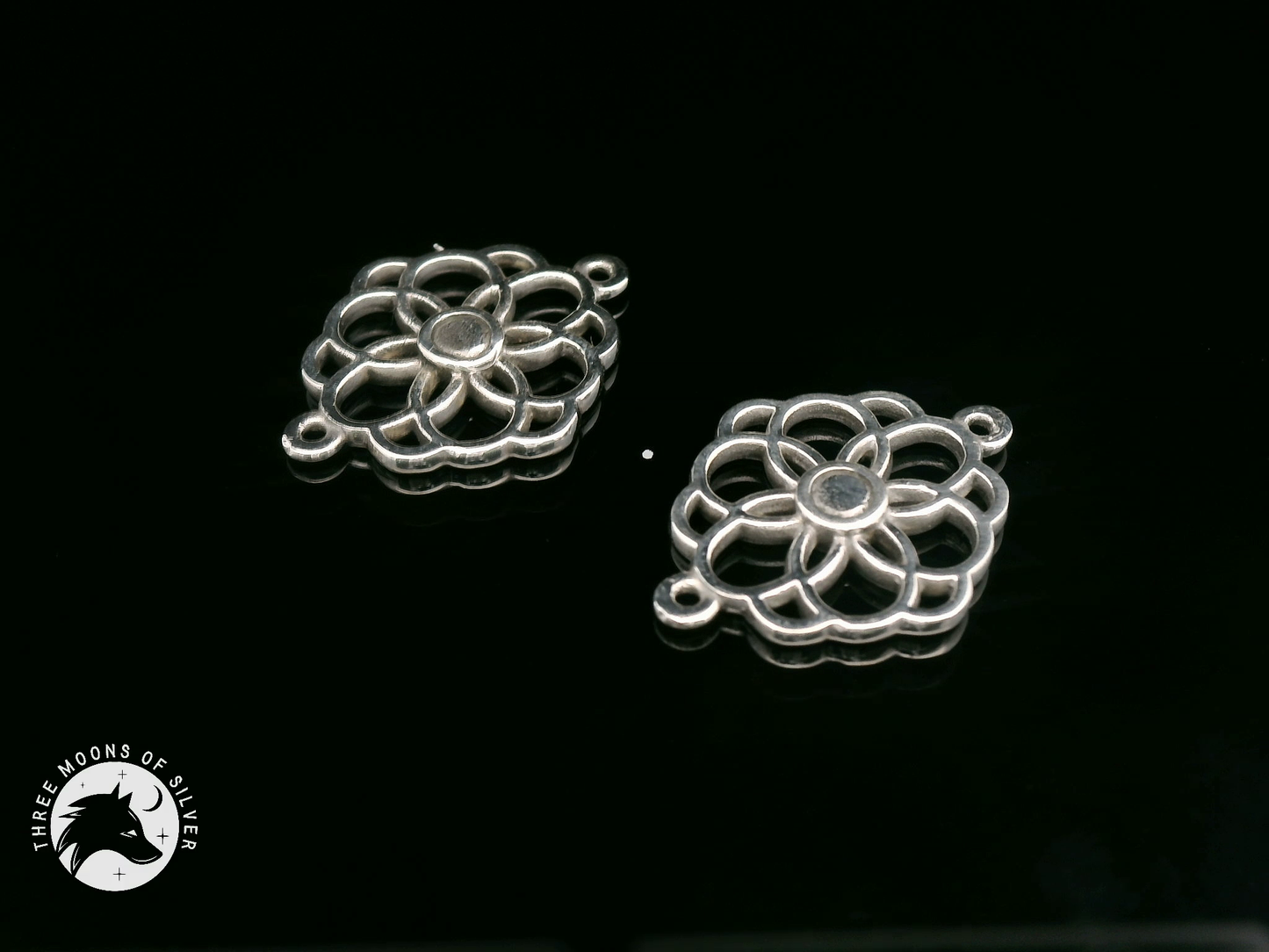 Elegant Silver Filigree Connectors 19mm
