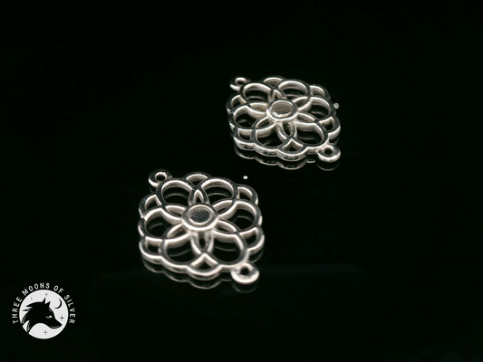 Elegant Silver Filigree Connectors 19mm