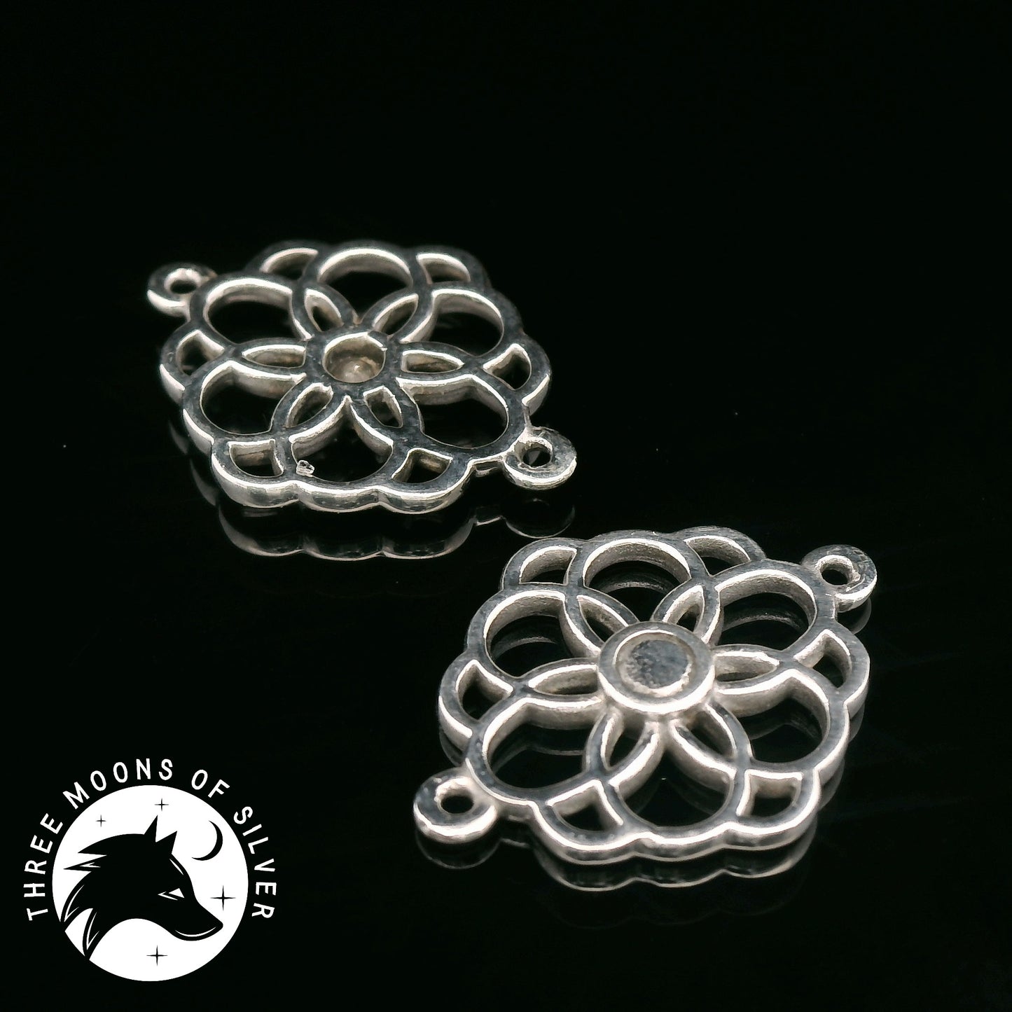 Elegant Silver Filigree Connectors 19mm