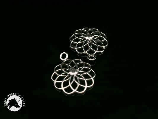 Elegant Silver Flower Drops Earrings 18mm