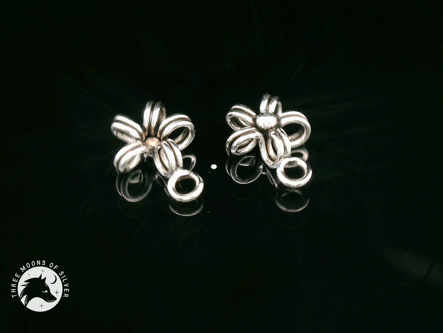 Minimalistic Silver Flower Charms 10mm