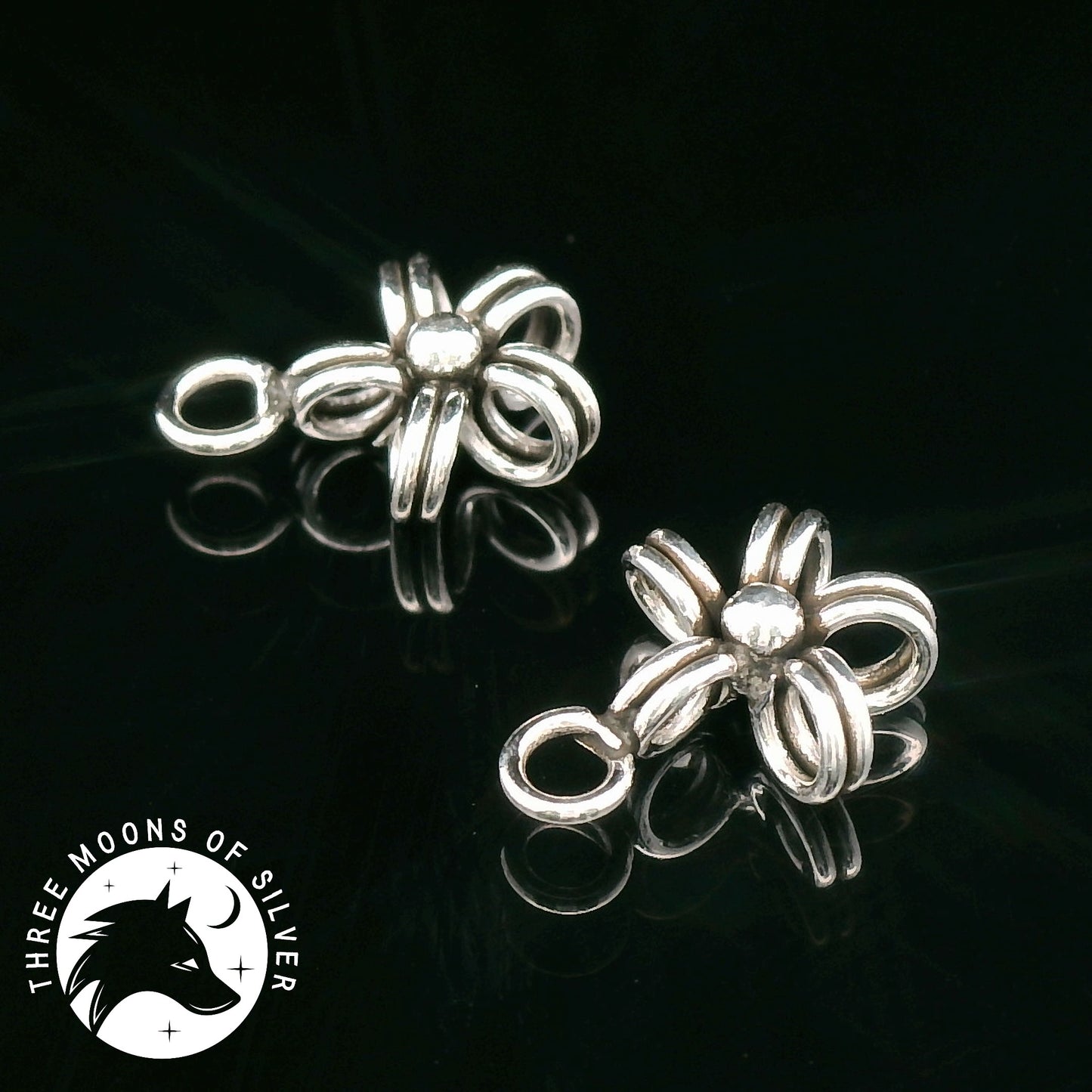 Minimalistic Silver Flower Charms 10mm