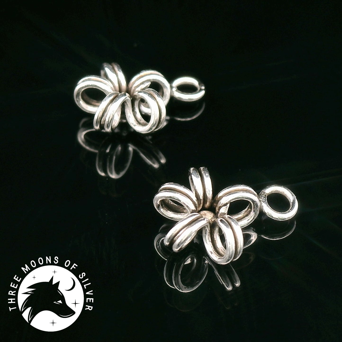 Minimalistic Silver Flower Charms 10mm