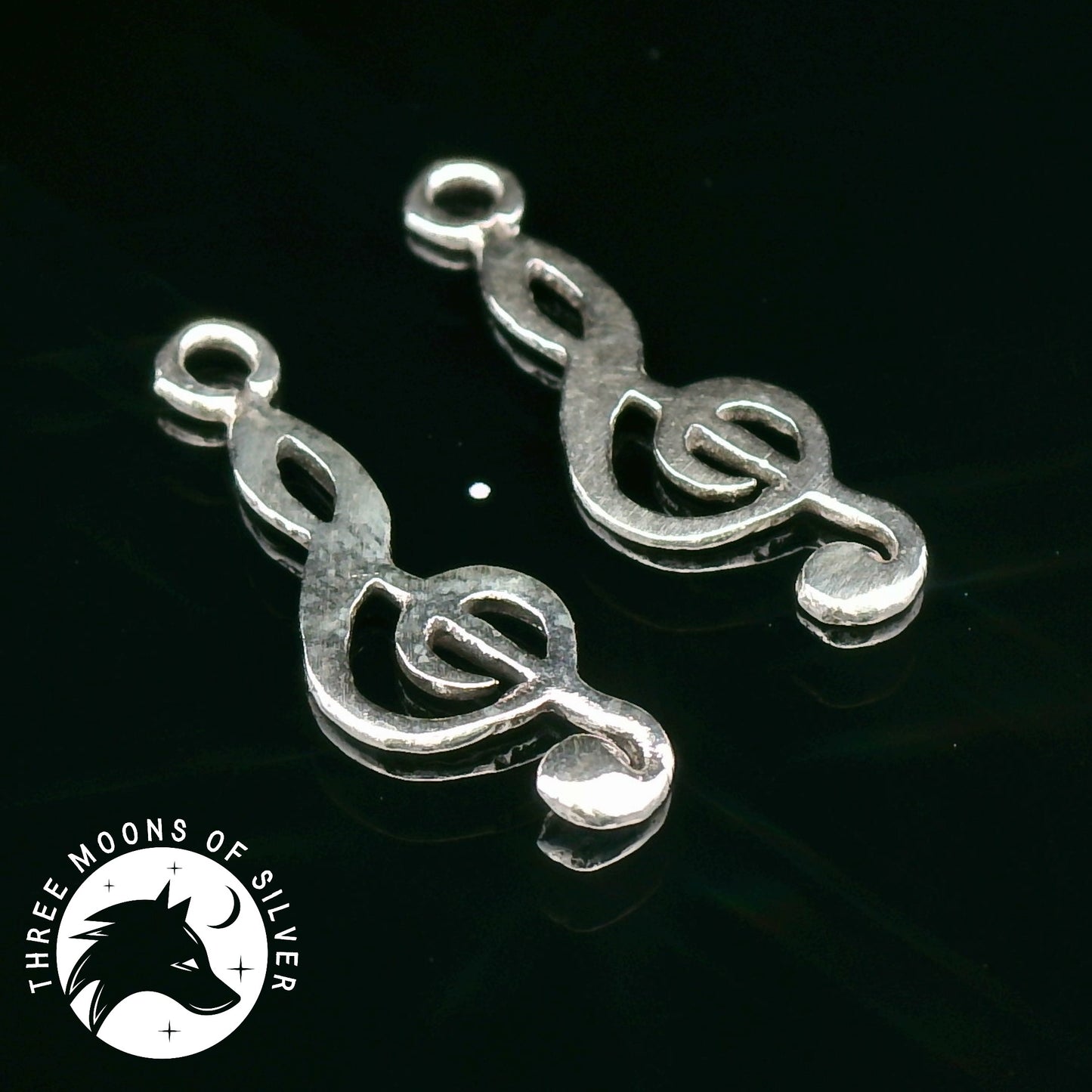 Elegant Silver Treble Clef Drop Earrings 19mm