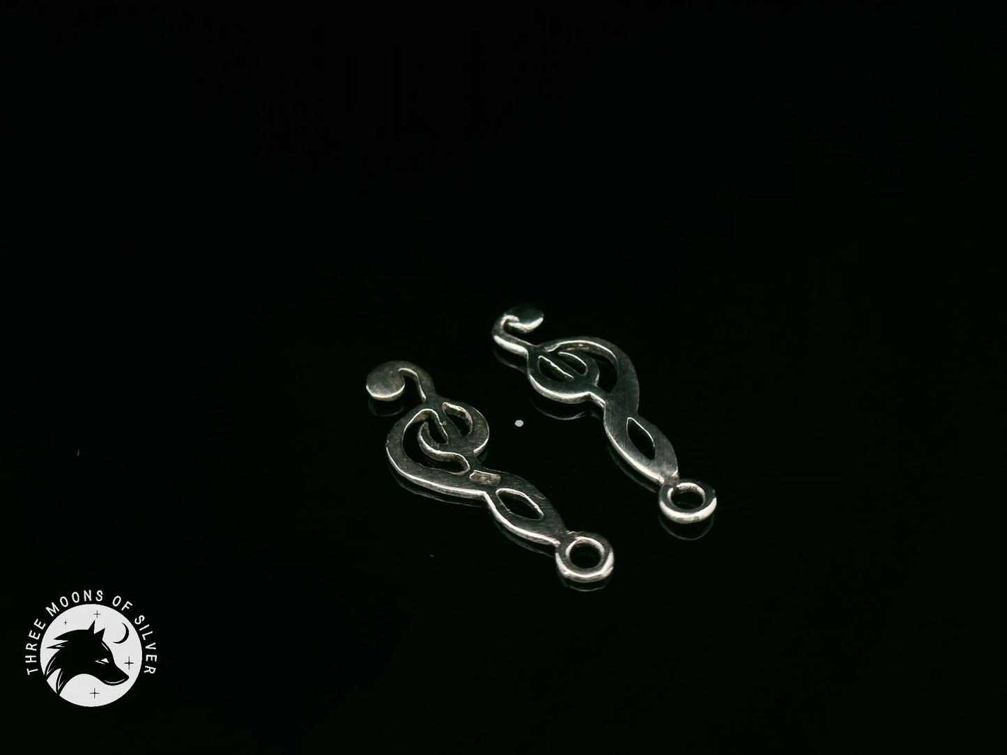 Elegant Silver Treble Clef Drop Earrings 19mm