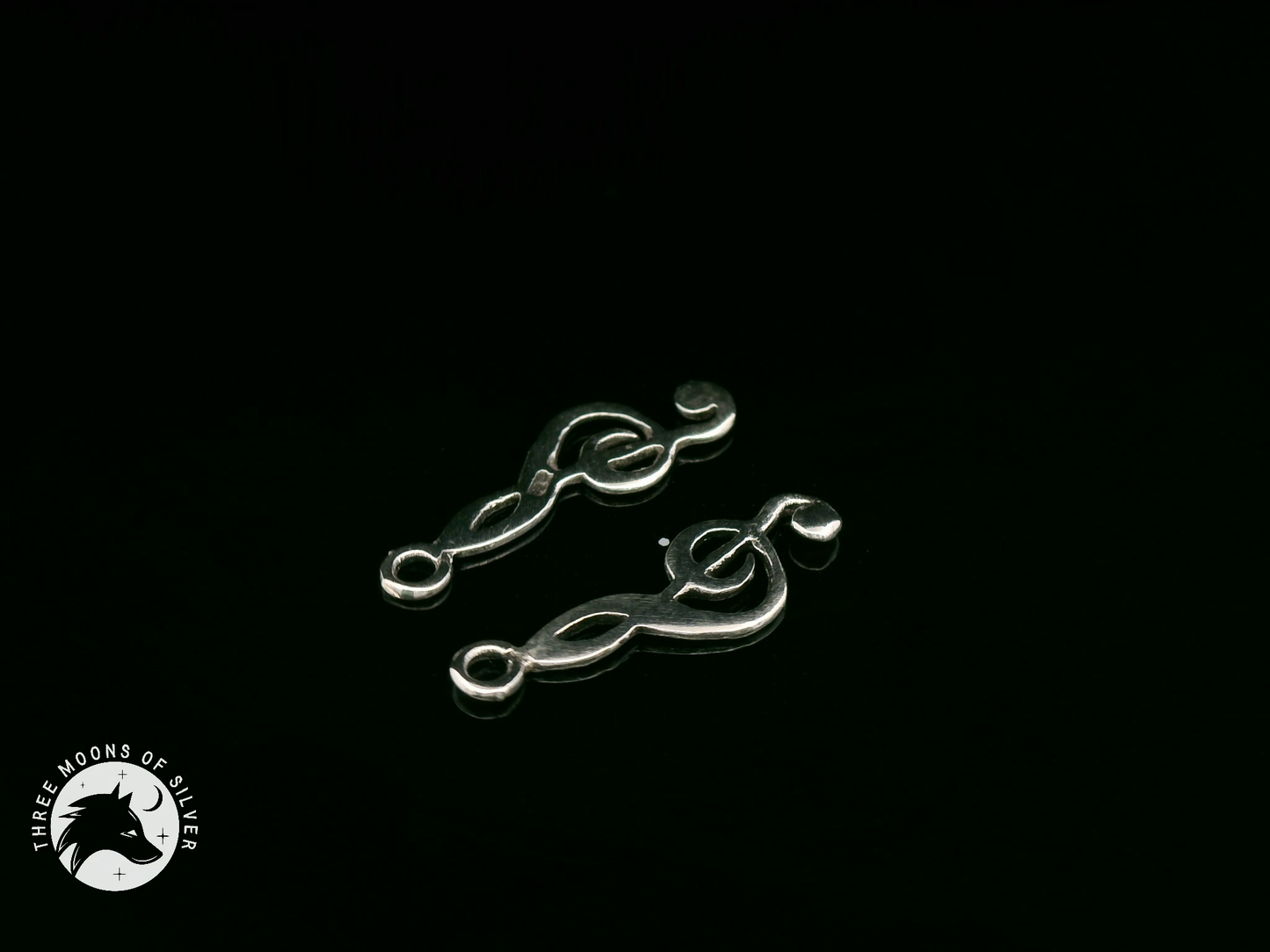 Elegant Silver Treble Clef Drop Earrings 19mm