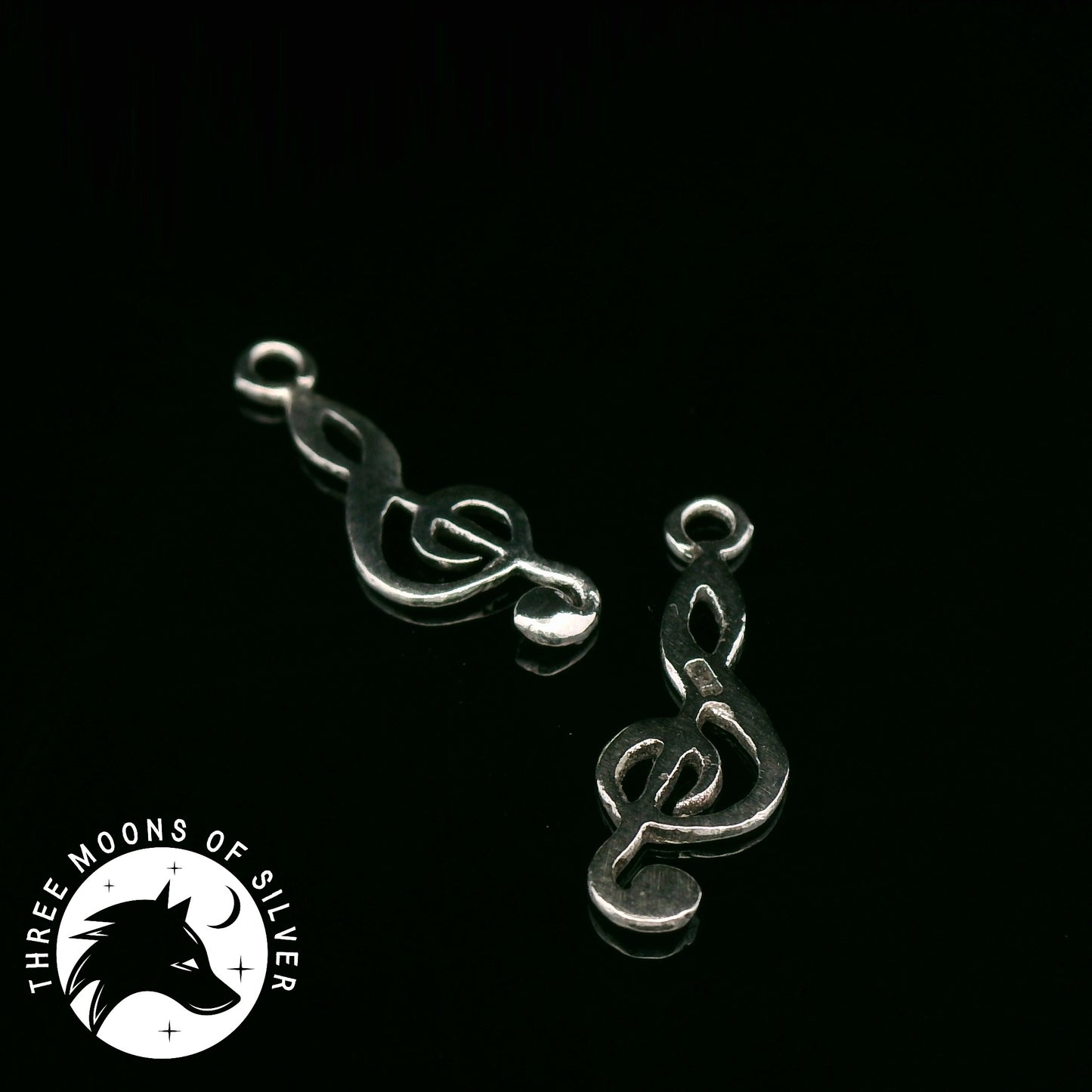 Elegant Silver Treble Clef Drop Earrings 19mm