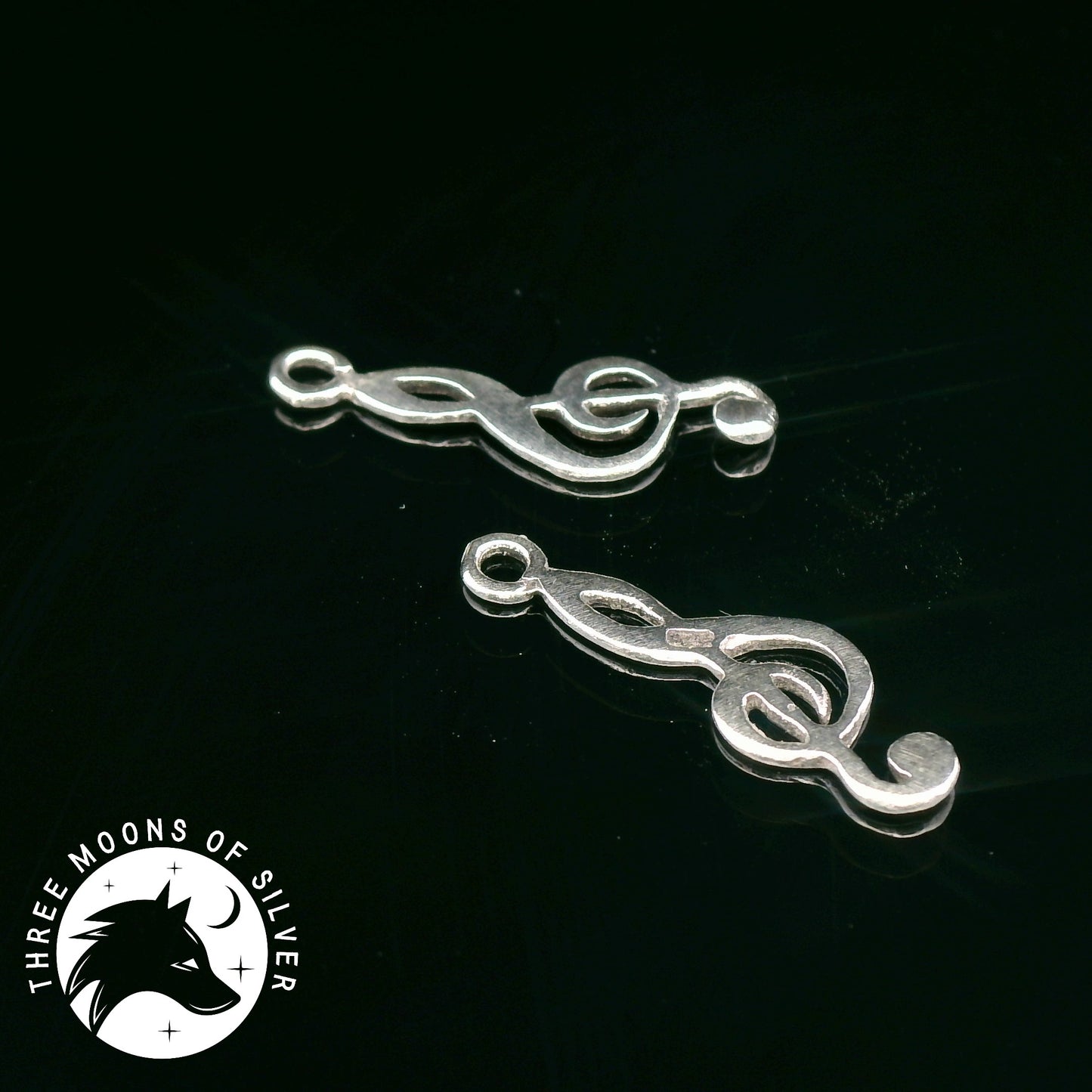 Elegant Silver Treble Clef Drop Earrings 19mm