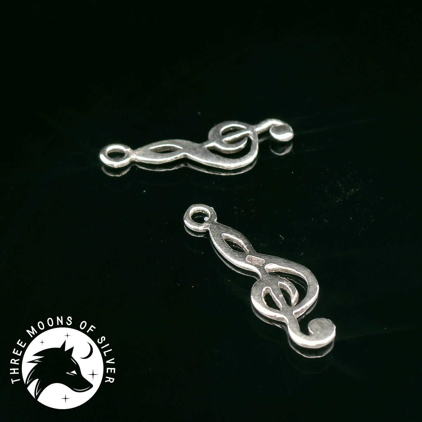 Elegant Silver Treble Clef Drop Earrings 19mm