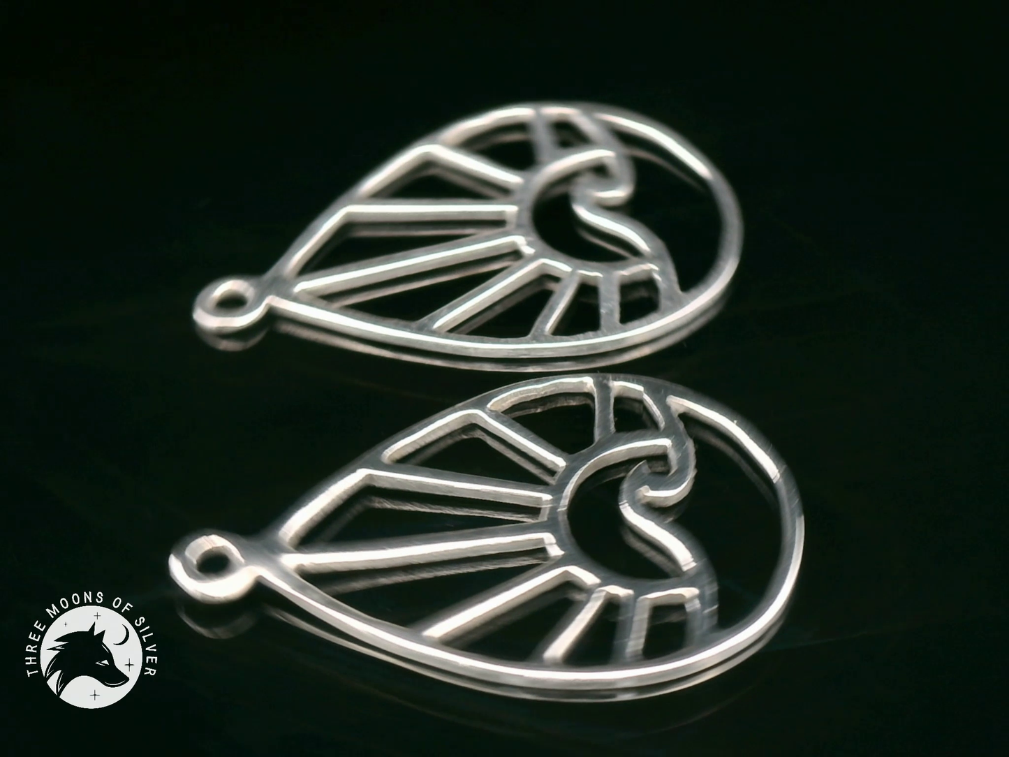 Wave and Sunrise/Sunset Silver Drop Earrings 18mm