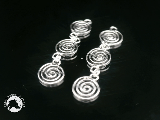 Three Elegant Spirals Dangle Earrings 42mm