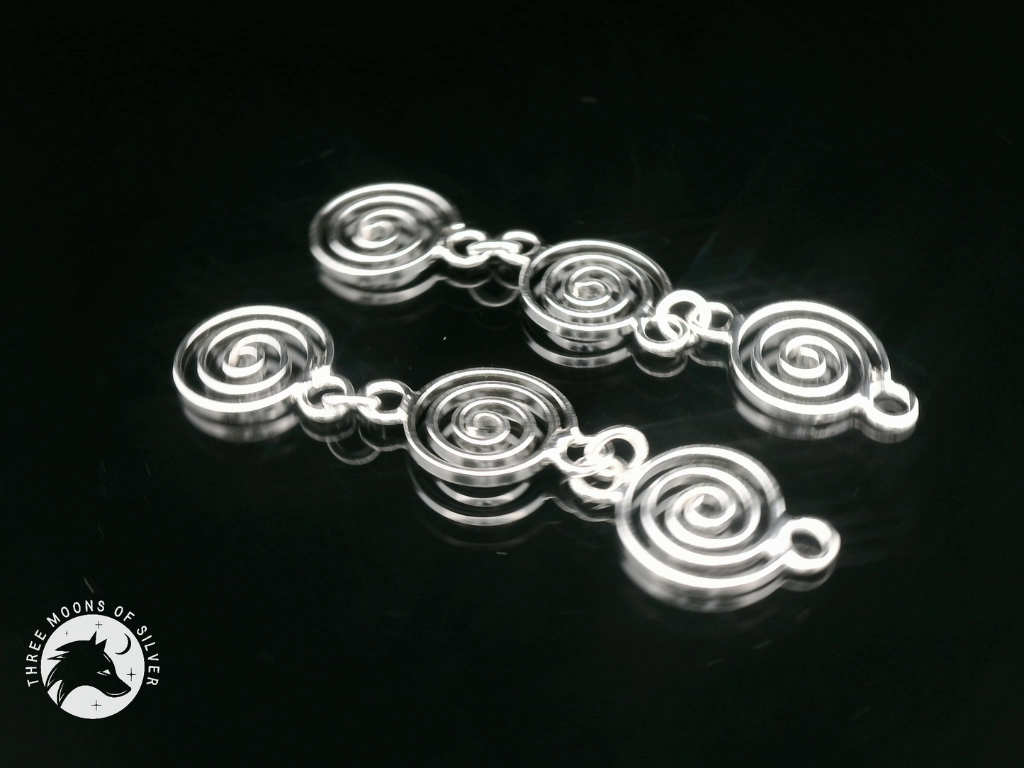 Three Elegant Spirals Dangle Earrings 42mm