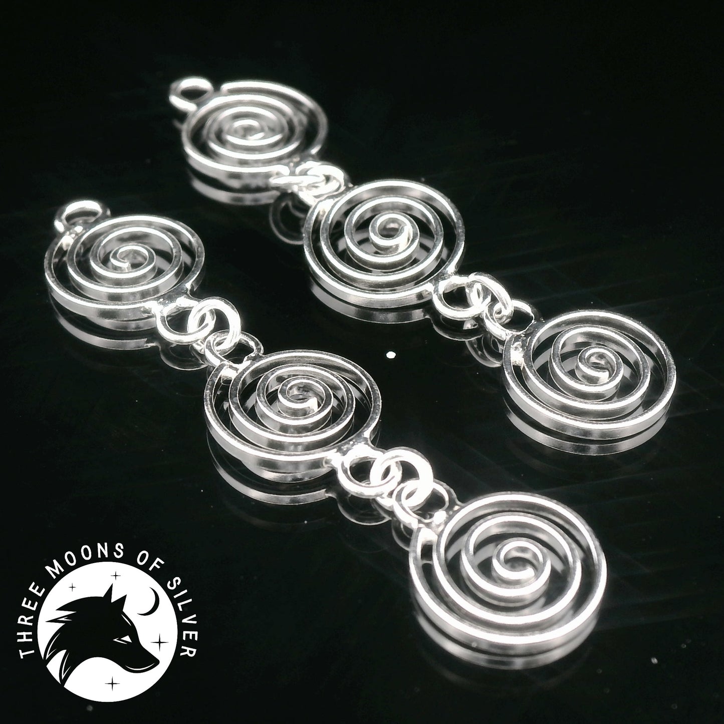 Three Elegant Spirals Dangle Earrings 42mm