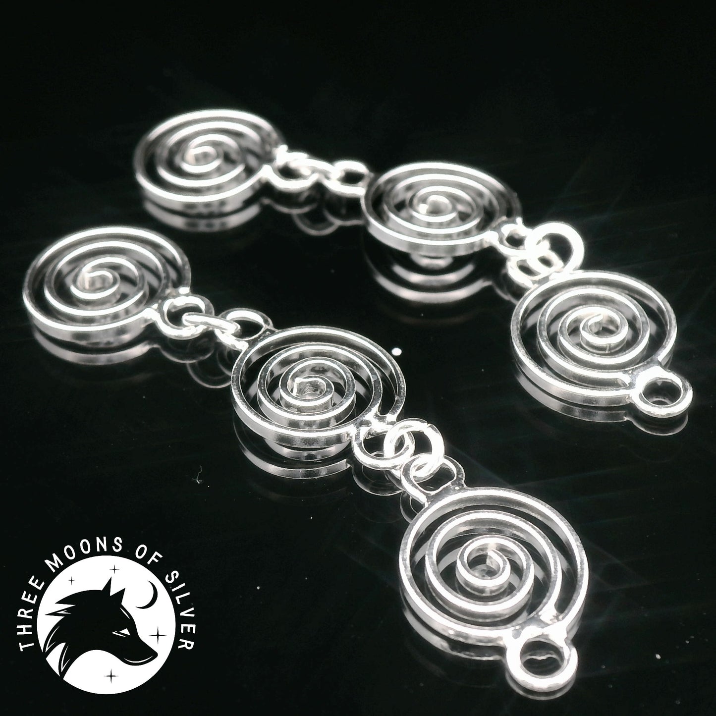 Three Elegant Spirals Dangle Earrings 42mm