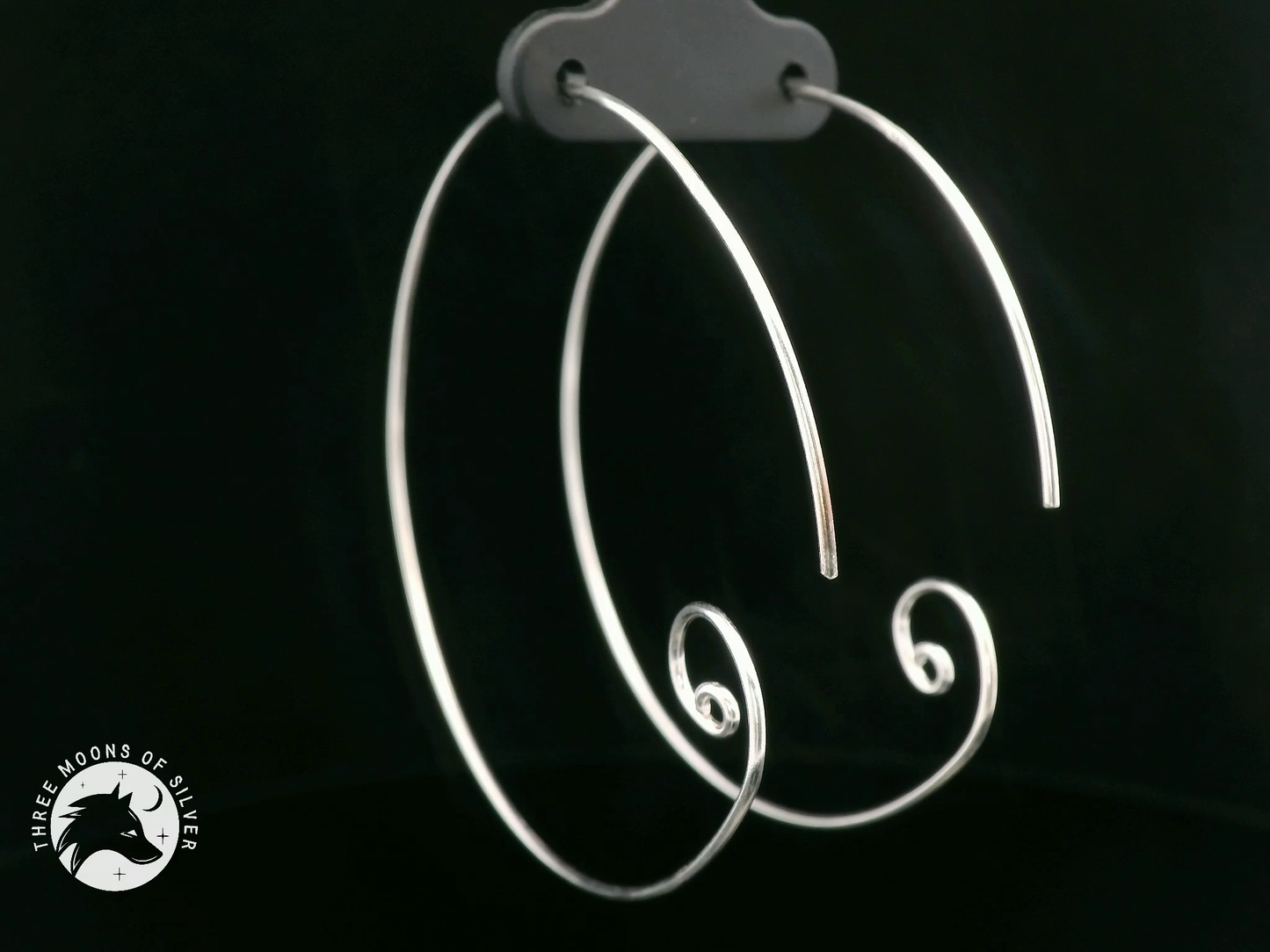 Long Hoop Earrings with Spiral