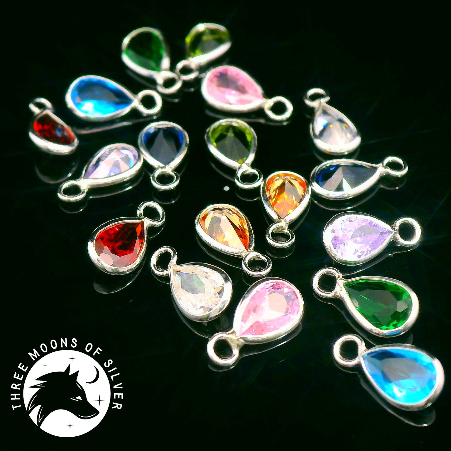 Colorful Crystal Teardrop Charms & Pendants