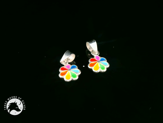 Elegant Colorful Silver Flower Pendants