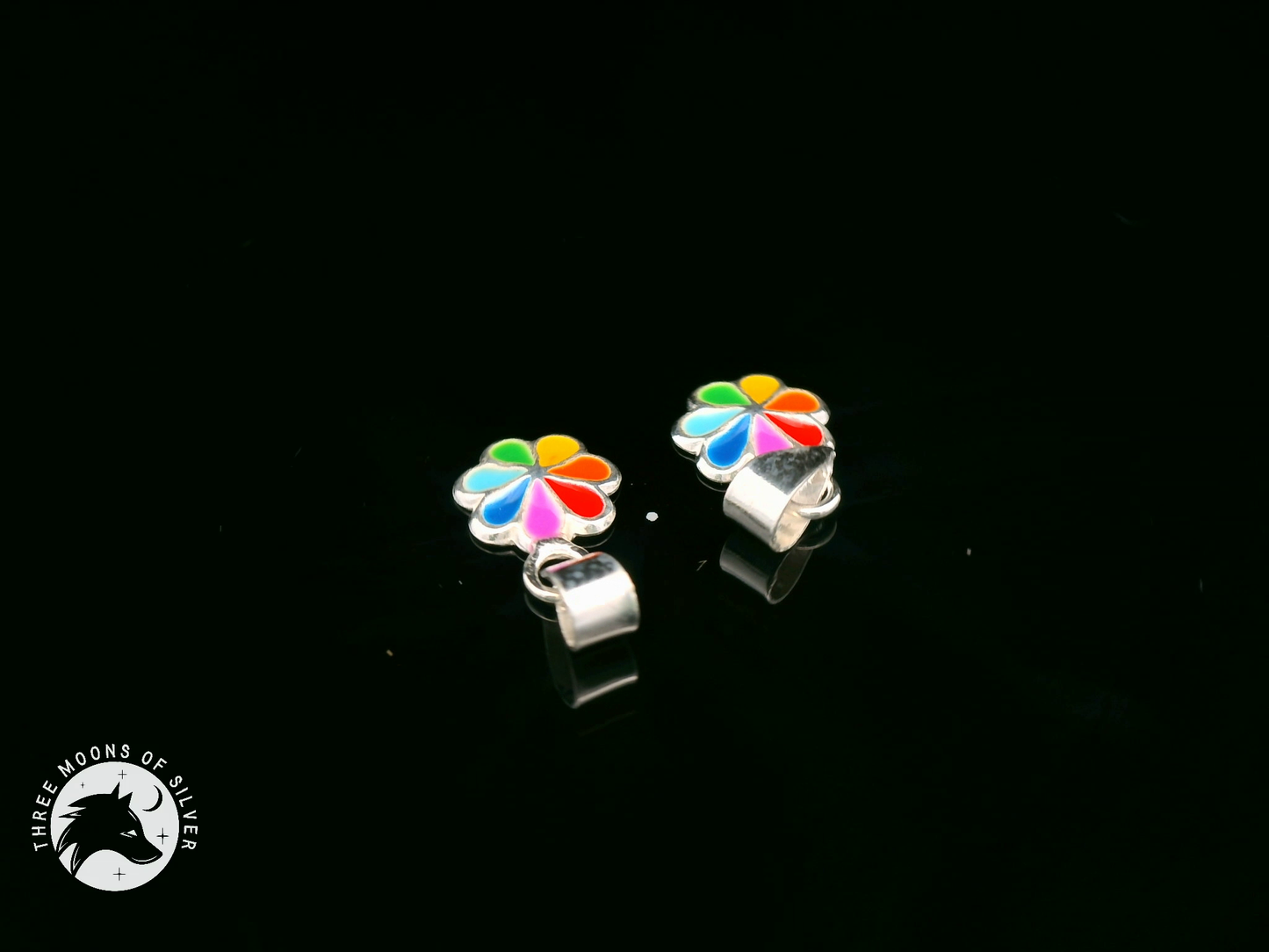 Elegant Colorful Silver Flower Pendants