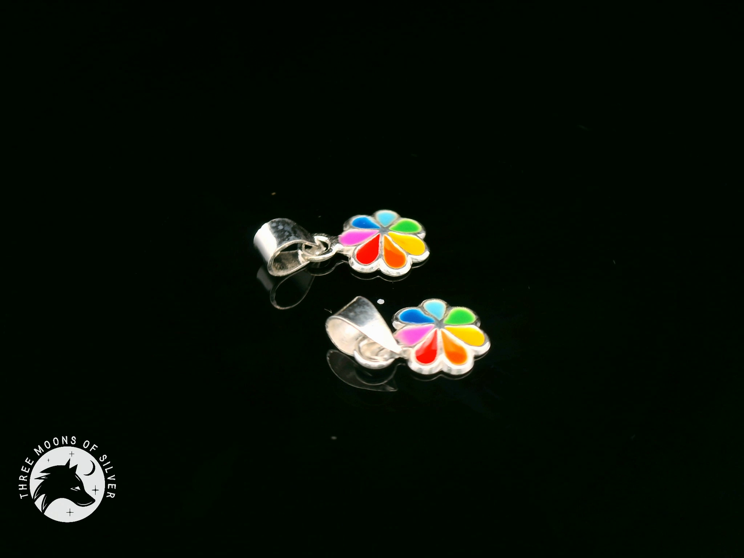 Elegant Colorful Silver Flower Pendants