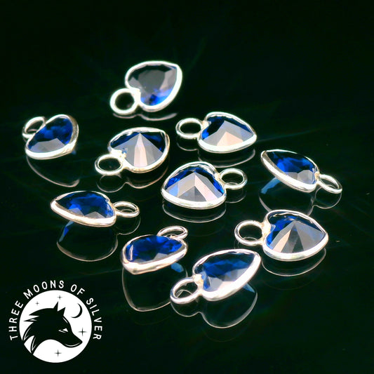 Blue Crystal Heart-Shaped Charms