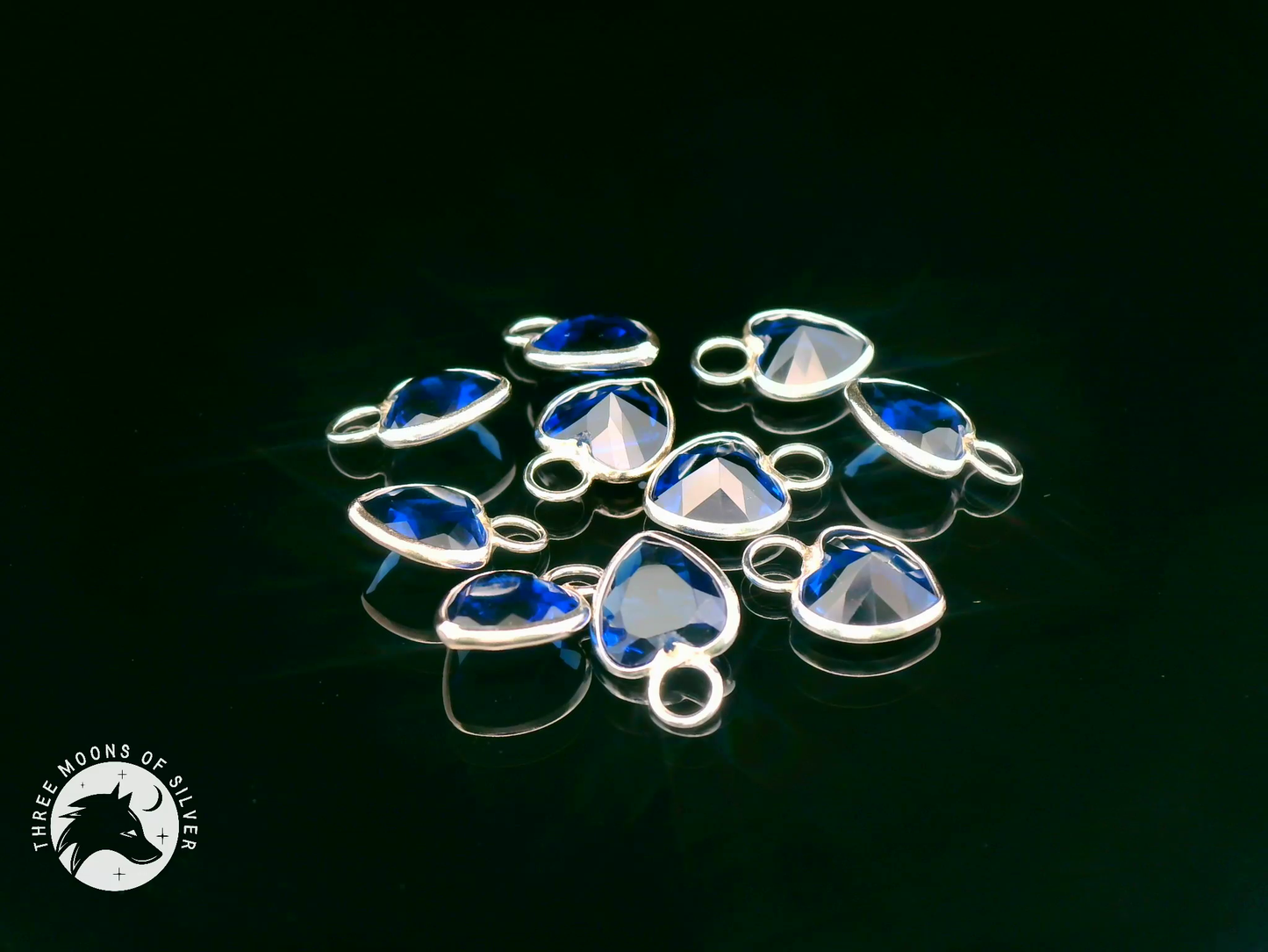 Blue Crystal Heart-Shaped Charms