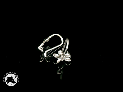 Stunning Silver Flower Fish Hook Earrings 15mm