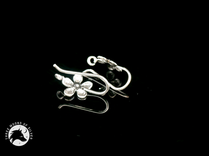 Stunning Silver Flower Fish Hook Earrings 15mm