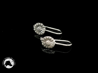 Silver Flower Fish Hook Earrings 14mm