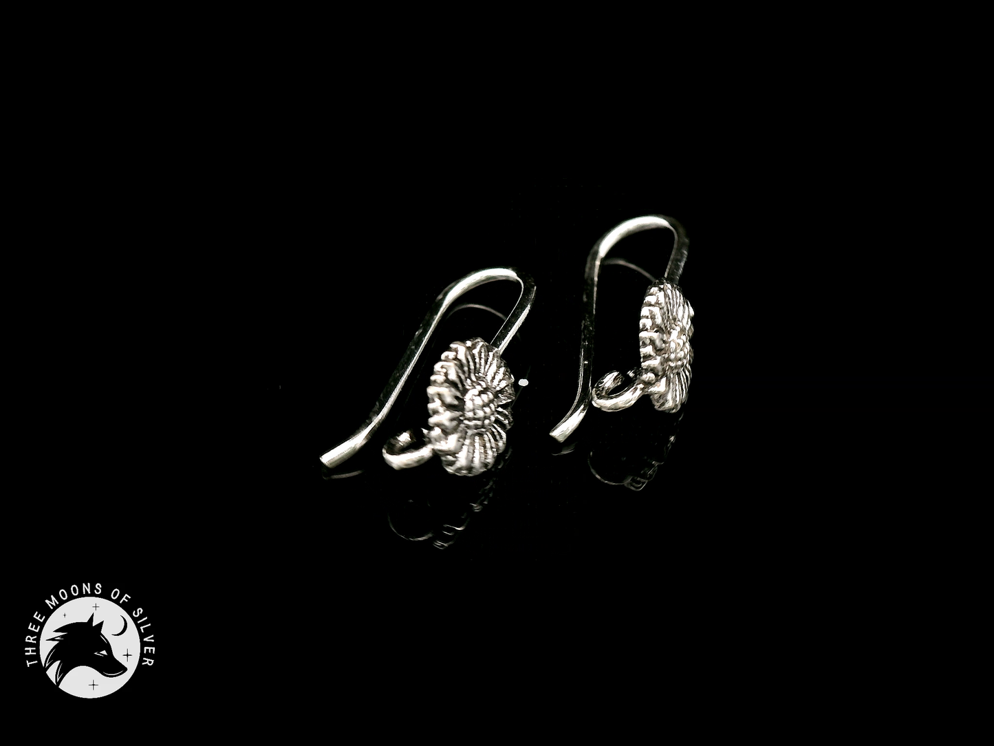 Silver Flower Fish Hook Earrings 14mm