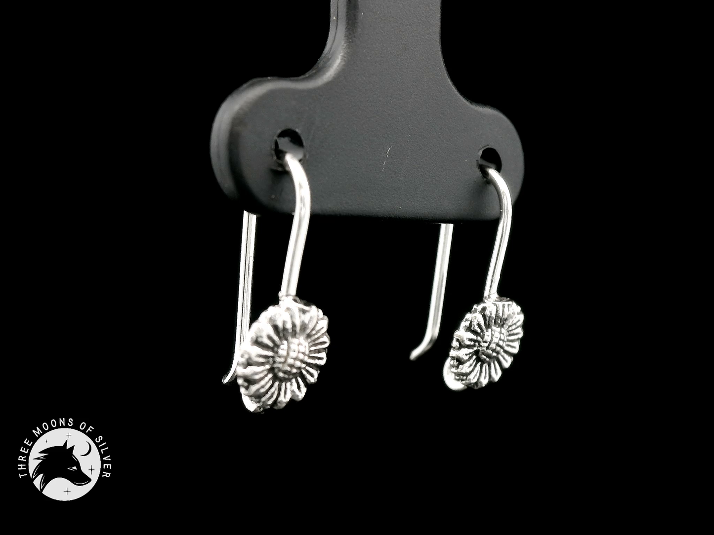 Silver Flower Fish Hook Earrings 14mm