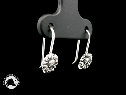 Silver Flower Fish Hook Earrings 14mm