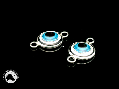 Silver Blue Eye Double Connectors 14mm