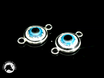Silver Blue Eye Double Connectors 14mm