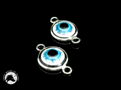 Silver Blue Eye Double Connectors 14mm