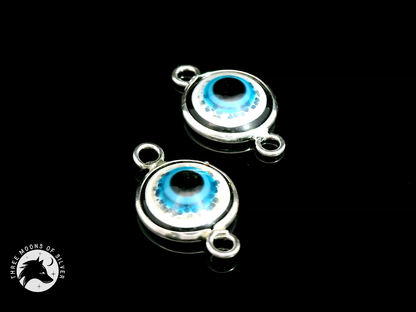 Silver Blue Eye Double Connectors 14mm