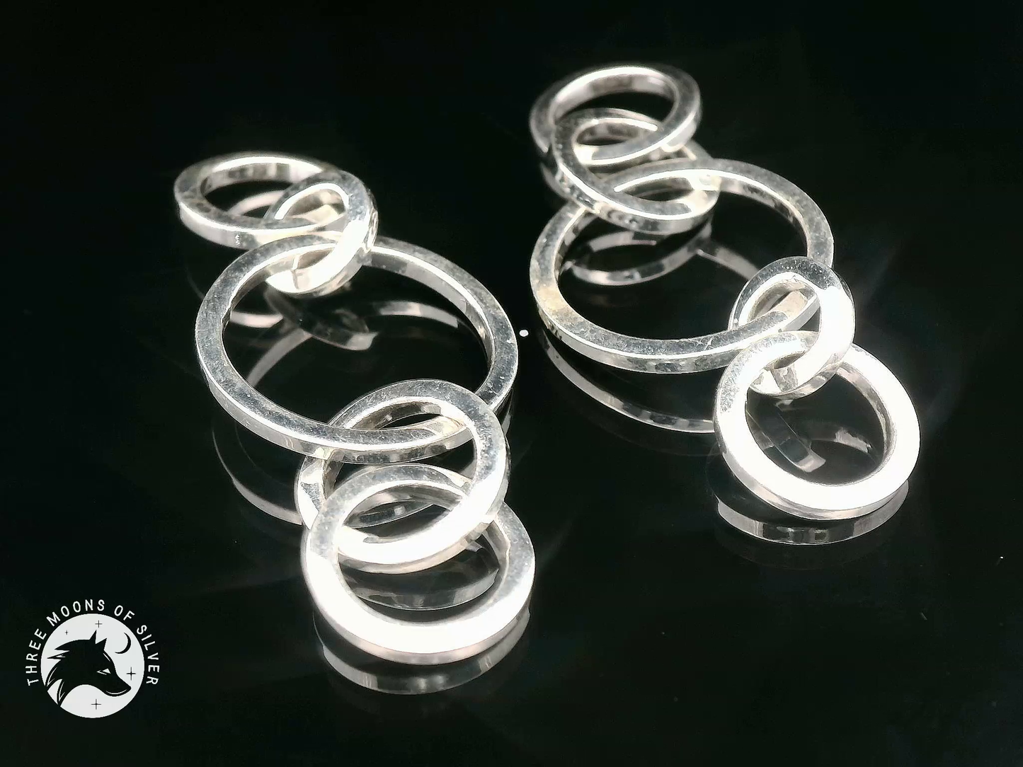 Elegant Silver Rings Dangle Earrings 50mm